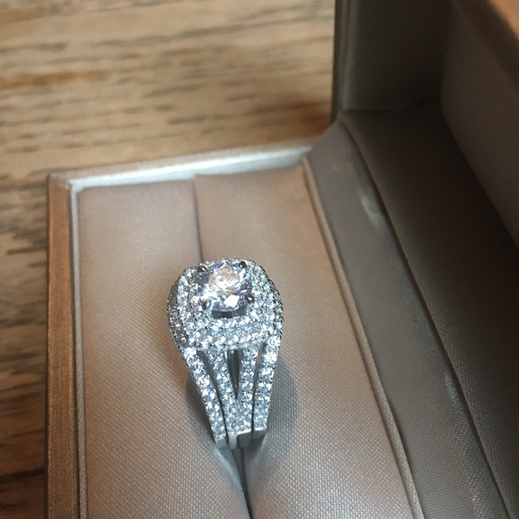 3pcs 925 Silver Engagement Ring Wedding Bands Set - Picture 6 of 6